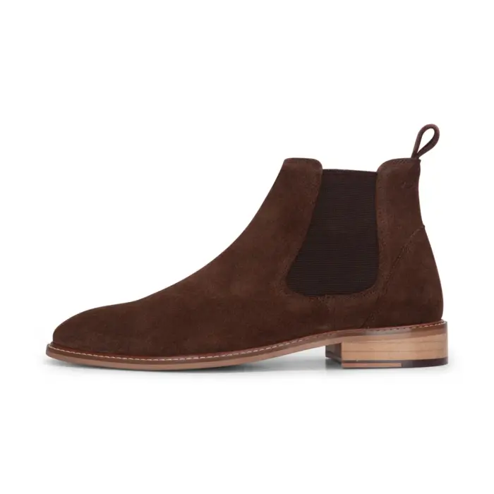 Men's Brown Suede Leather Slip On Chelsea Ankle Boots - Image 1