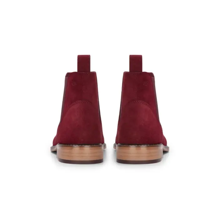 Men's Brugundy Suede Leather Slip On Chelsea Ankle Boots - Image 5
