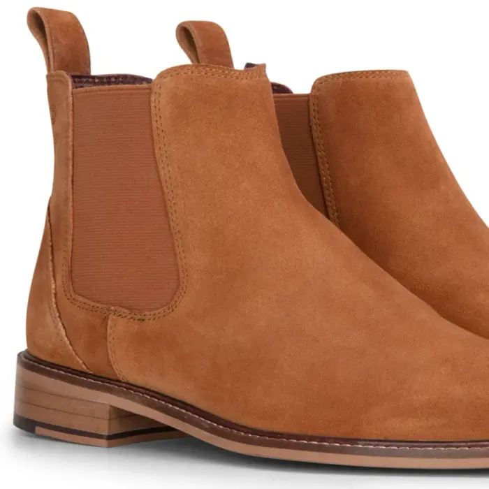 Men's Camel Suede Leather Slip On Chelsea Ankle Boots - Image 6