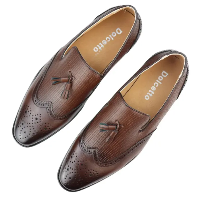 Men's Moccasin Loafers Shoes Leather Lined Slip On Tassel Trim Smart Formal Shoe Black Brown - Image 9