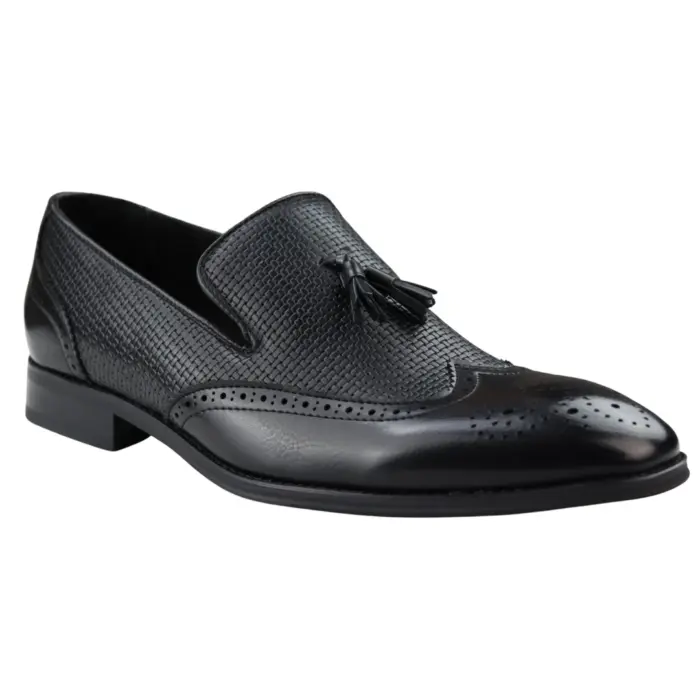 Men's Moccasin Loafers Shoes Leather Lined Slip On Tassel Trim Smart Formal Shoe Black Brown - Image 6