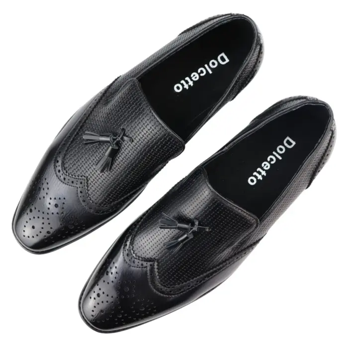 Men's Moccasin Loafers Shoes Leather Lined Slip On Tassel Trim Smart Formal Shoe Black Brown - Image 5