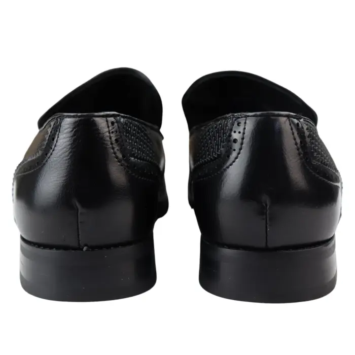 Men's Moccasin Loafers Shoes Leather Lined Slip On Tassel Trim Smart Formal Shoe Black Brown - Image 4