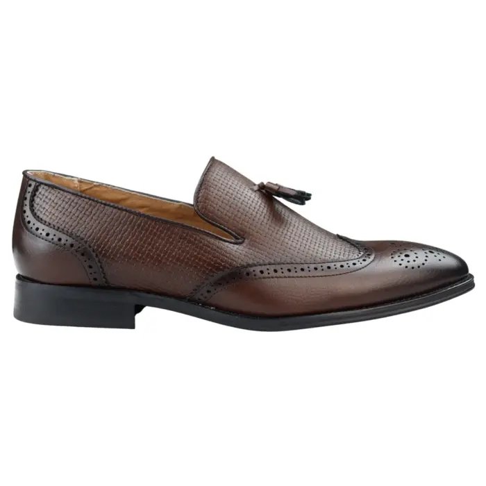 Men's Moccasin Loafers Shoes Leather Lined Slip On Tassel Trim Smart Formal Shoe Black Brown - Image 7