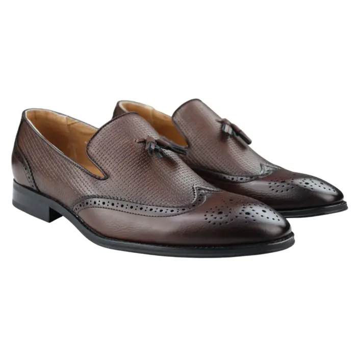 Men's Moccasin Loafers Shoes Leather Lined Slip On Tassel Trim Smart Formal Shoe Black Brown - Image 11