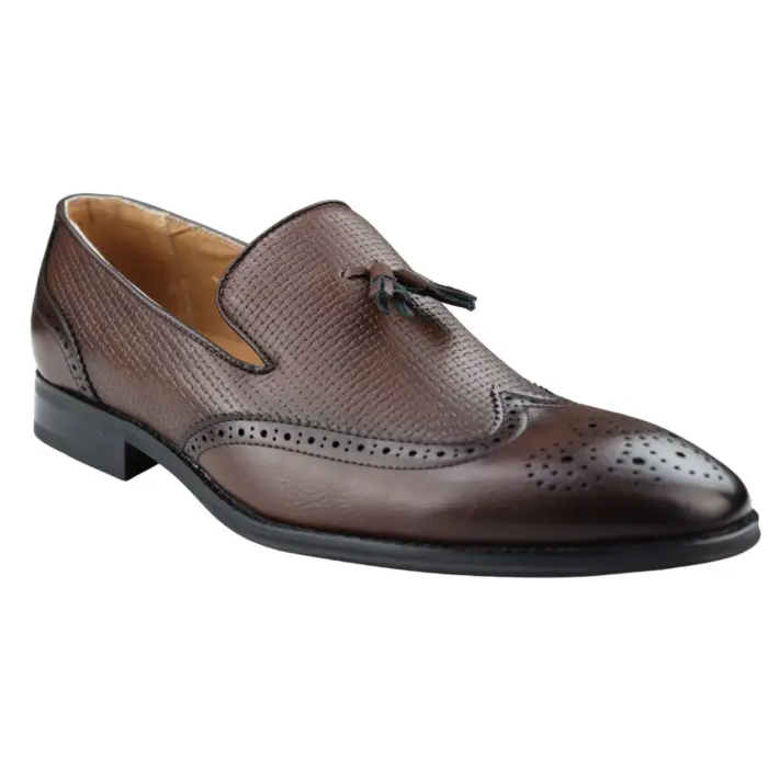 Men's Moccasin Loafers Shoes Leather Lined Slip On Tassel Trim Smart Formal Shoe Black Brown - Image 10