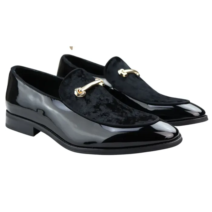 Men's Moccasin Loafers Shoes Leather Lined Slip On Velvet Smart Formal Shoe Black Blue Red - Image 2