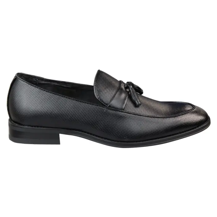 Men's Slip On Black Tassel Loafers Smart Casual Leather - Image 1