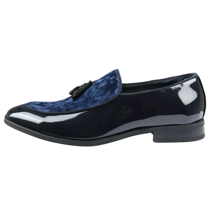 Men's Loafers Slip On Leather Lined Tassel Velvet Detailed Patent Formal Shoe - Image 7
