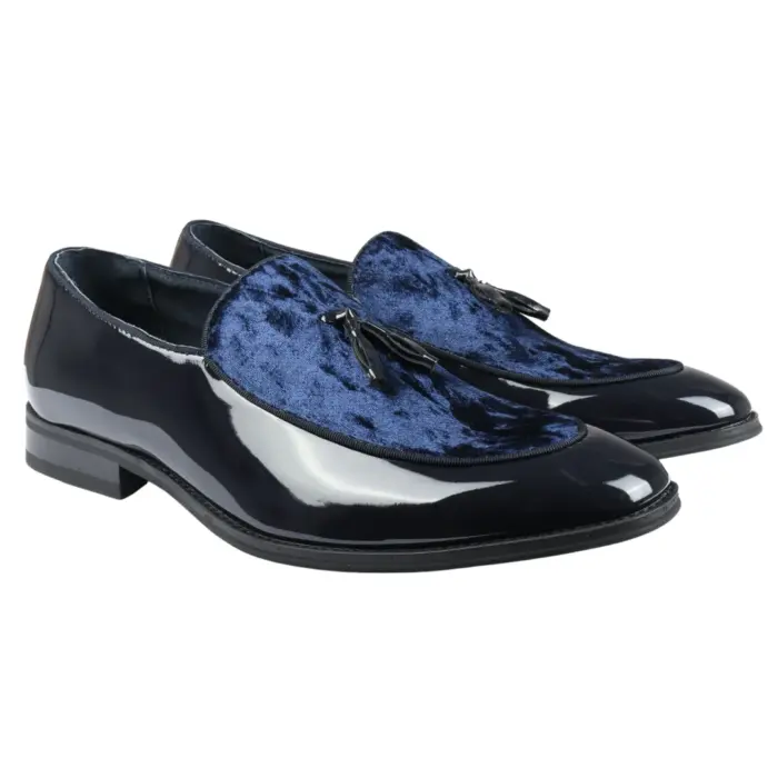 Men's Loafers Slip On Leather Lined Tassel Velvet Detailed Patent Formal Shoe - Image 12