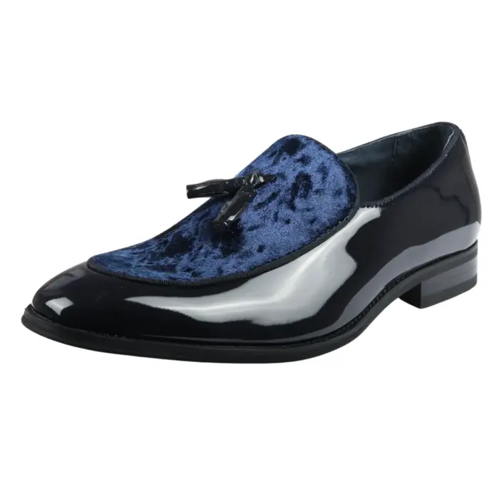 Men's Loafers Slip On Leather Lined Tassel Velvet Detailed Patent Formal Shoe - Image 11
