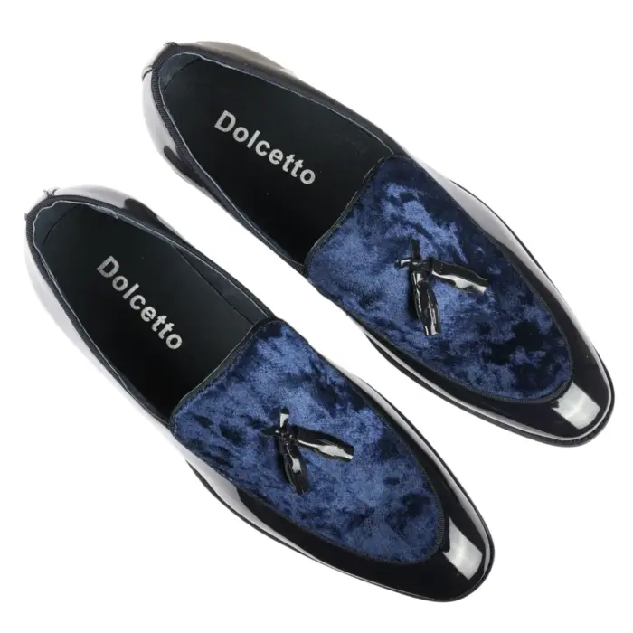 Men's Loafers Slip On Leather Lined Tassel Velvet Detailed Patent Formal Shoe - Image 8