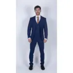 Mens Blue Brown Check 3 Piece Suit Tailored Fit Wedding Prom Races Prince Of Wales - Image 2