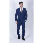 Mens Blue Brown Check 3 Piece Suit Tailored Fit Wedding Prom Races Prince Of Wales - Image 4