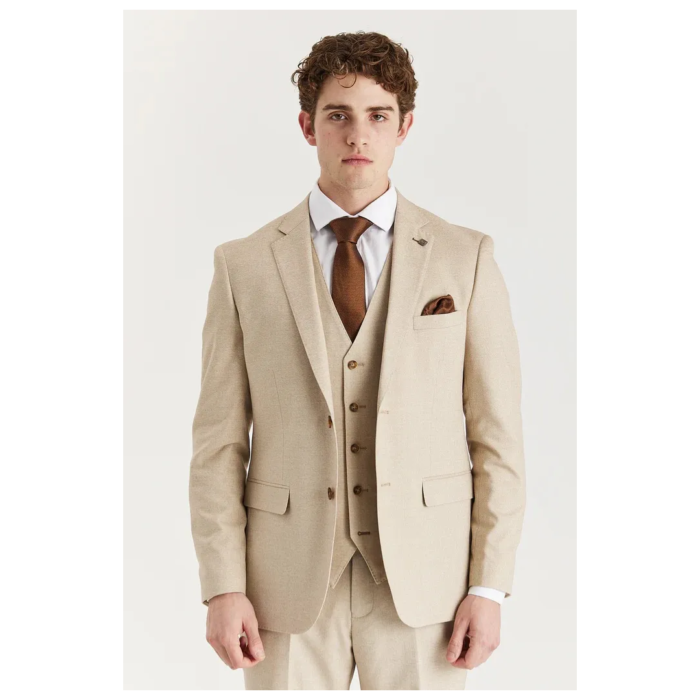 Belmont - Men's Beige Tailored Fit Blazer - Image 1