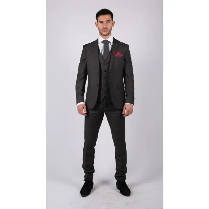 Mens Dark Grey Charcoal 3 Piece Suit Classic Stitch Wedding Summer Prom Classic - Image 2