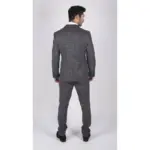Mens Grey Check 3 Piece Suit Vintage Retro Smart Wedding Classic Tailored Fit Light - Image 7