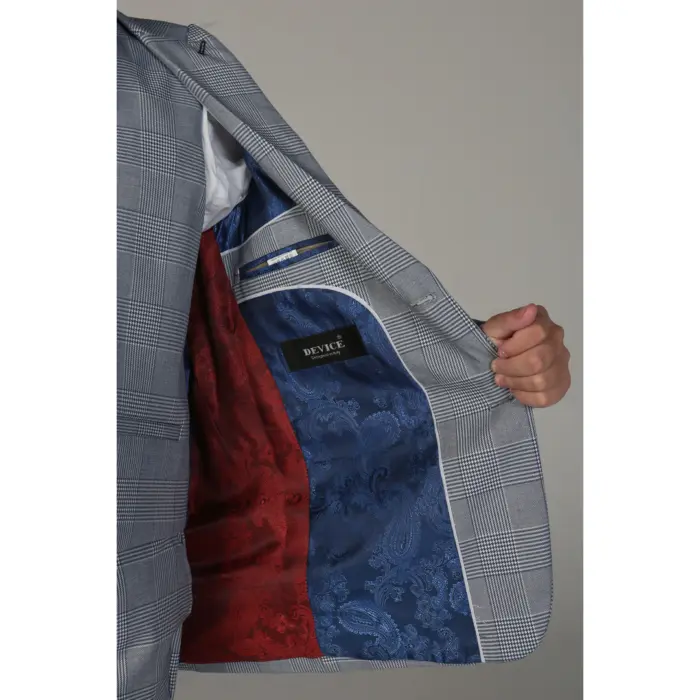 Boys Blue 3 Piece Check Suit - Image 4