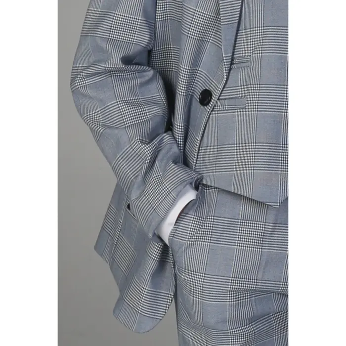 Boys Blue 3 Piece Check Suit - Image 3