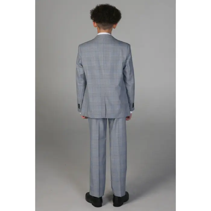 Boys Blue 3 Piece Check Suit - Image 7