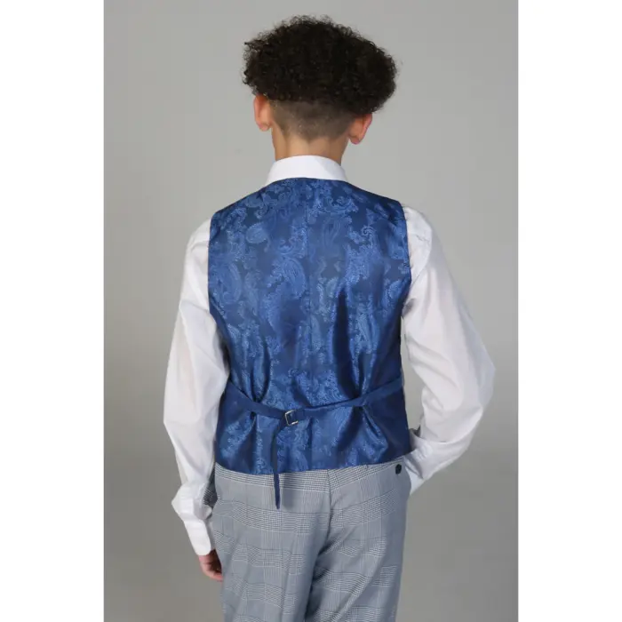 Boys Blue 3 Piece Check Suit - Image 6