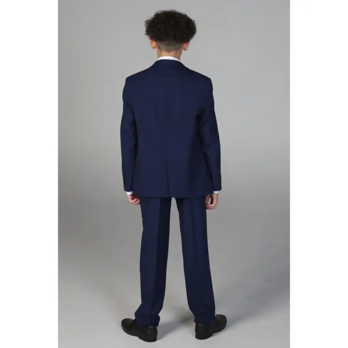 Boys Navy 3 Piece Check Suit - Image 6
