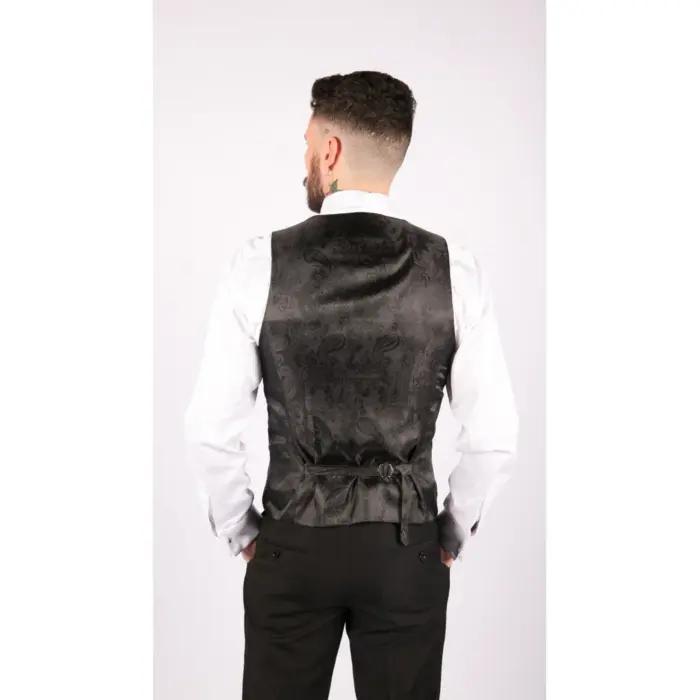 Mens 3 Piece Black Tailored Fit Complete Suit Classic Doorman Morning Funeral - Image 8