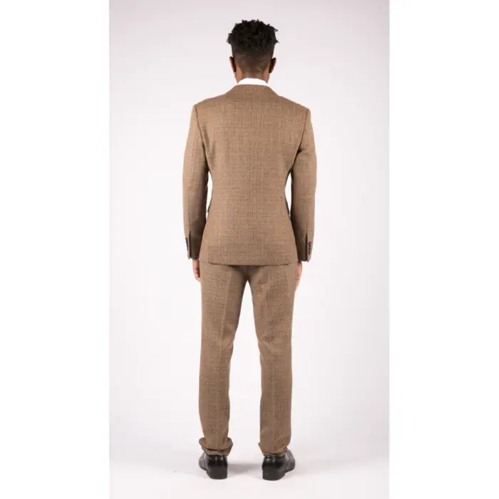 Mens 3 Piece Suit Tweed Check Vintage Retro Tailored Fit 1920s - Image 7