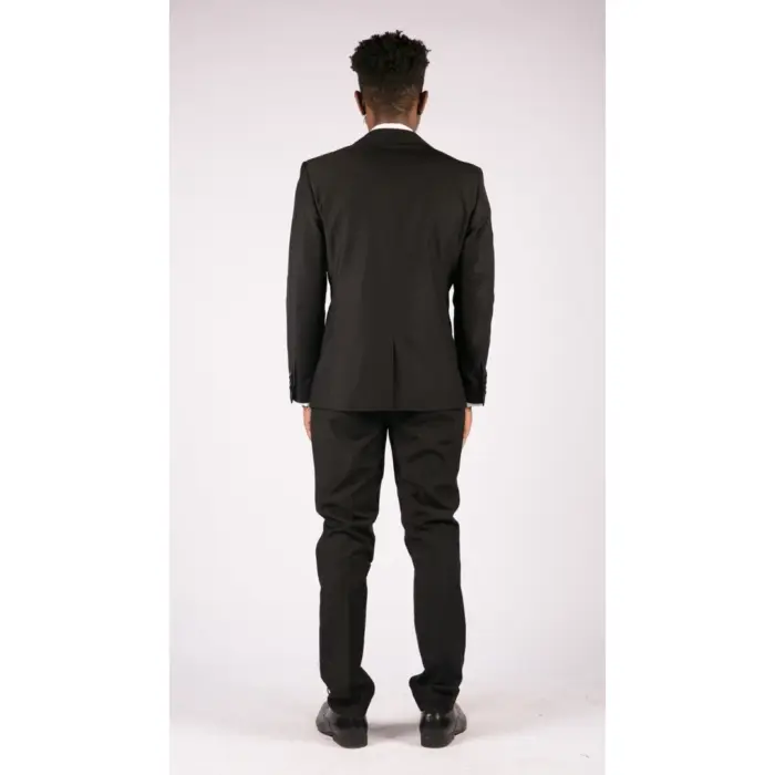 Mens 3 Piece Black Classic Satin Tuxedo Dinner Suit Tailored Fit Wedding Prom - Image 8