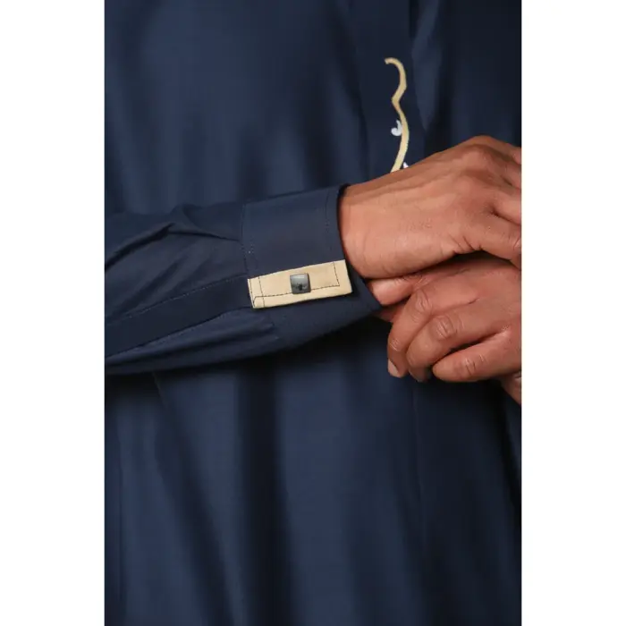 Men's Thobe Jubba Nehru Round Collar Islamic Clothing Muslim Kaftan Embroidery Eid Robe Saudi - Image 18