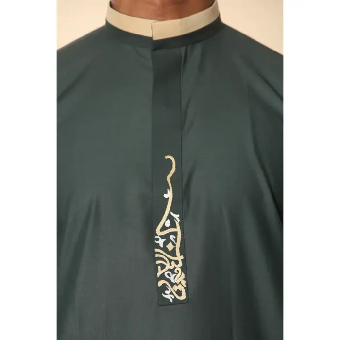 Men's Thobe Jubba Nehru Round Collar Islamic Clothing Muslim Kaftan Embroidery Eid Robe Saudi - Image 25