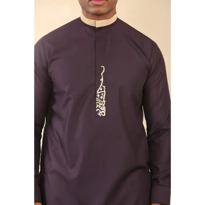 Men's Thobe Jubba Nehru Round Collar Islamic Clothing Muslim Kaftan Embroidery Eid Robe Saudi - Image 32