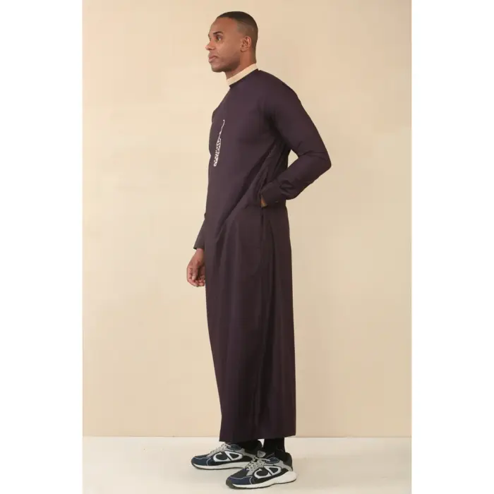 Men's Thobe Jubba Nehru Round Collar Islamic Clothing Muslim Kaftan Embroidery Eid Robe Saudi - Image 30