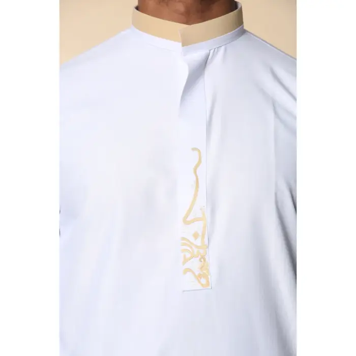 Men's Thobe Jubba Nehru Round Collar Islamic Clothing Muslim Kaftan Embroidery Eid Robe Saudi - Image 39