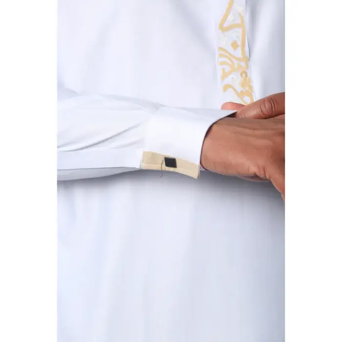 Men's Thobe Jubba Nehru Round Collar Islamic Clothing Muslim Kaftan Embroidery Eid Robe Saudi - Image 38