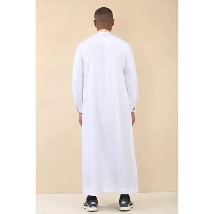 Men's Thobe Jubba Nehru Round Collar Islamic Clothing Muslim Kaftan Embroidery Eid Robe Saudi - Image 36