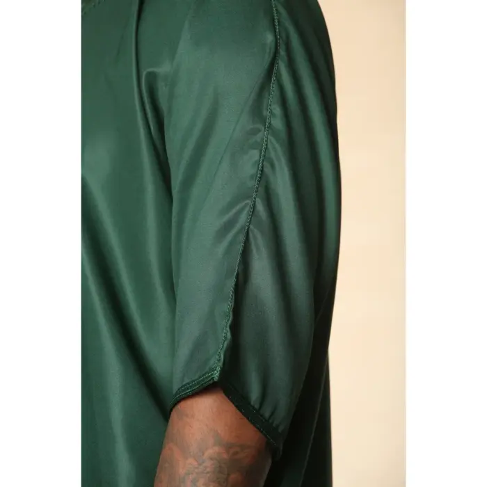 Men's Moroccan Thobe Gandoura Short Sleeve Jubba Kaftan Eid Robe Arab Embroidery - Image 6