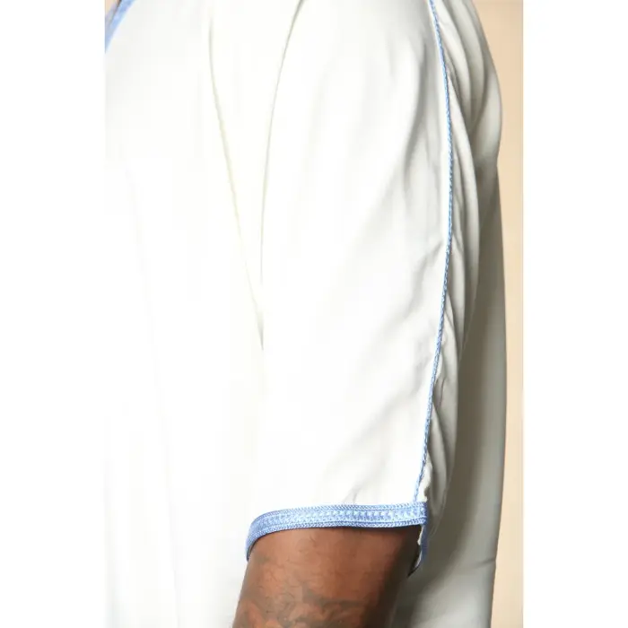 Men's Moroccan Thobe Gandoura Short Sleeve Jubba Kaftan Eid Robe Arab Embroidery - Image 11