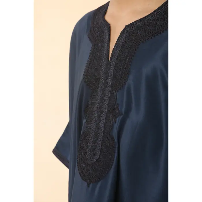 Boys Moroccan Thobe Gandoura Short Sleeve Jubba Islamic Clothing Kaftan Eid Robe Arab Embroidery - Image 6