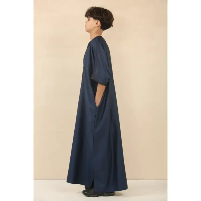 Boys Moroccan Thobe Gandoura Short Sleeve Jubba Islamic Clothing Kaftan Eid Robe Arab Embroidery - Image 4