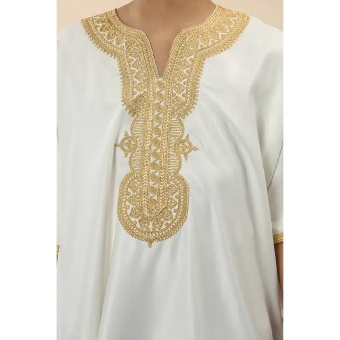 Boys Moroccan Thobe Gandoura Short Sleeve Jubba Islamic Clothing Kaftan Eid Robe Arab Embroidery - Image 11