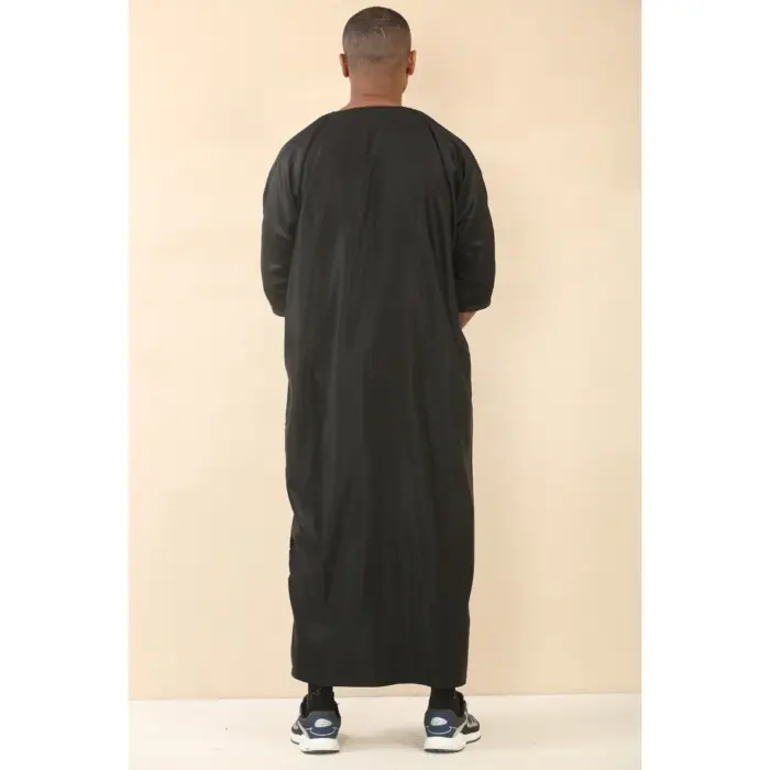 Men's Moroccan Thobe Gandoura Short Sleeve Jubba Islamic Clothing Kaftan Eid Robe Arab Embroidery - Image 3