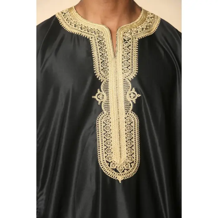 Men's Moroccan Thobe Gandoura Short Sleeve Jubba Islamic Clothing Kaftan Eid Robe Arab Embroidery - Image 12