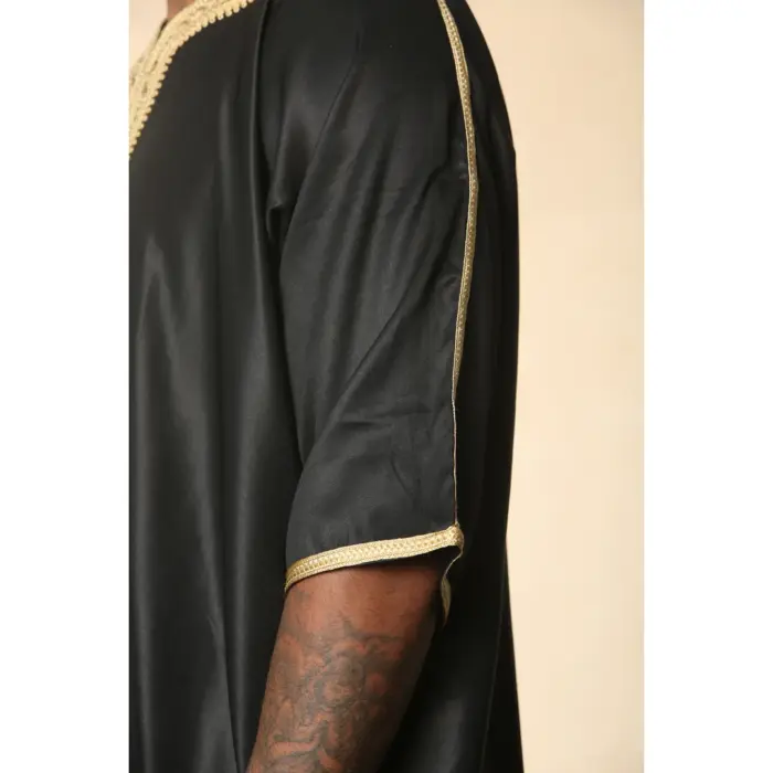 Men's Moroccan Thobe Gandoura Short Sleeve Jubba Islamic Clothing Kaftan Eid Robe Arab Embroidery - Image 11