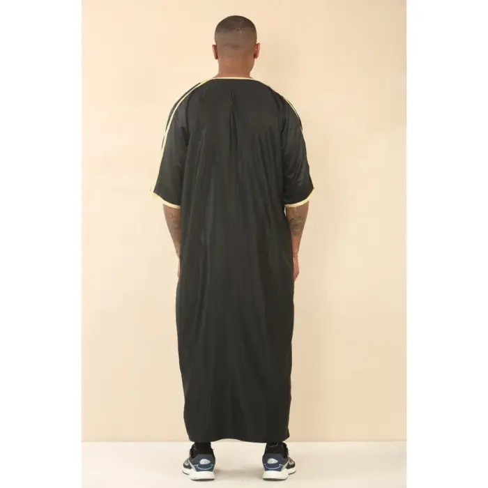 Men's Moroccan Thobe Gandoura Short Sleeve Jubba Islamic Clothing Kaftan Eid Robe Arab Embroidery - Image 9