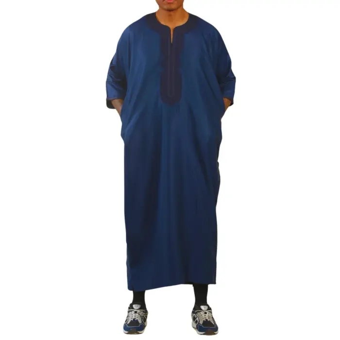 Men's Moroccan Thobe Gandoura Short Sleeve Jubba Islamic Clothing Kaftan Eid Robe Arab Embroidery - Image 15