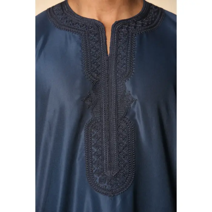 Men's Moroccan Thobe Gandoura Short Sleeve Jubba Islamic Clothing Kaftan Eid Robe Arab Embroidery - Image 19