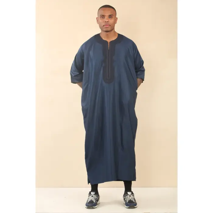 Men's Moroccan Thobe Gandoura Short Sleeve Jubba Islamic Clothing Kaftan Eid Robe Arab Embroidery - Image 18