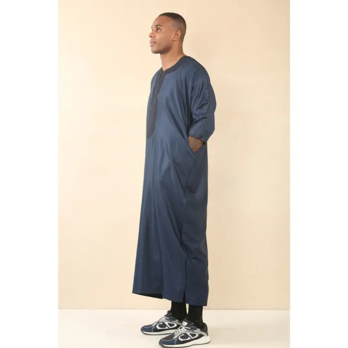 Men's Moroccan Thobe Gandoura Short Sleeve Jubba Islamic Clothing Kaftan Eid Robe Arab Embroidery - Image 17