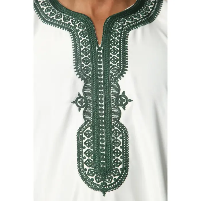 Men's Moroccan Thobe Gandoura Short Sleeve Jubba Islamic Clothing Kaftan Eid Robe Arab Embroidery - Image 26